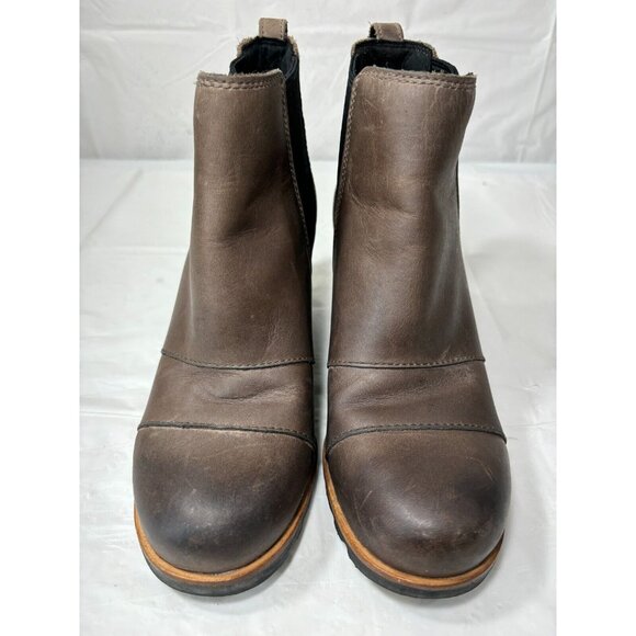 SOREL Lea Wedge Brown Waterproof Leather Boots Size 6.5 - Picture 5 of 12
